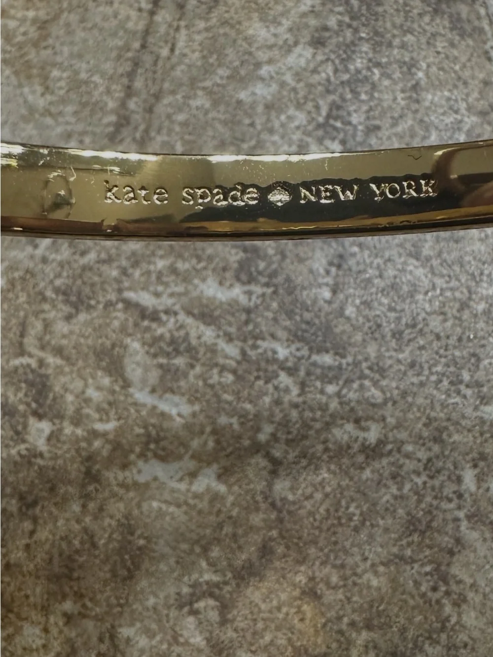 Kate Spade Cream Enamel with Gold Trim Bow Bangle Bracelet - Brand